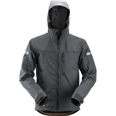 AllroundWork jaka ar kapuci Softshell SNICKERS WORKWEAR, tumši pelēka