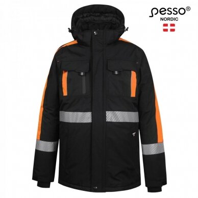 Šilta neperšlampanti striukė Pesso NOVA_OR, juoda, oranžinė Šilta neperšlampanti striukė Pesso NOVA_OR, juoda, oranžinė
