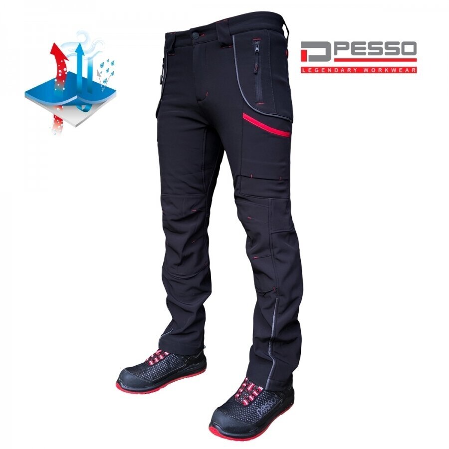 Pašiltintos softshell darbo kelnės Pesso Nebraska, juodos Pašiltintos softshell darbo kelnės Pesso Nebraska, juodos