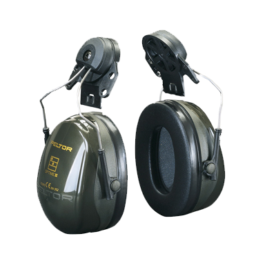 Austiņas darbam OPTIME II, piestiprinātas pie ķiveres