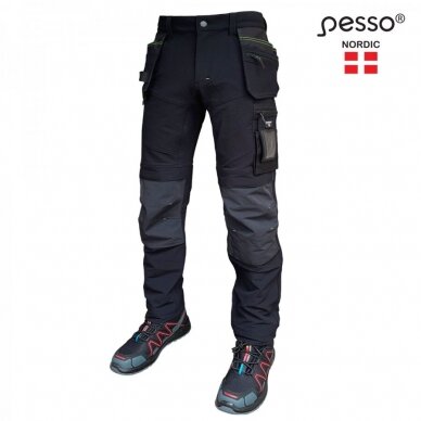 Kelnės Pesso Taurus Flex Pro 165B stretch, juodos Kelnės Pesso Taurus Flex Pro 165B stretch, juodos