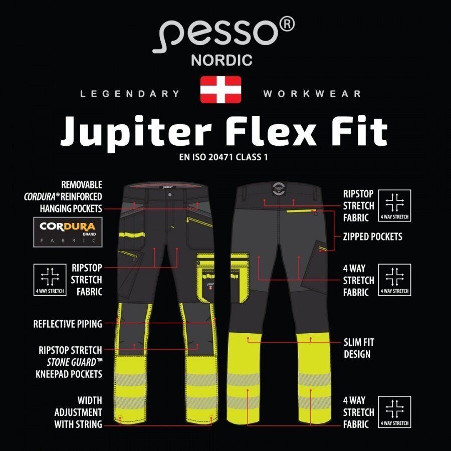 Bikses Pesso JUPITER 175HVG Ripstop stretch, melnas/dzeltenas 4 Bikses Pesso JUPITER 175HVG Ripstop stretch, melnas/dzeltenas 4