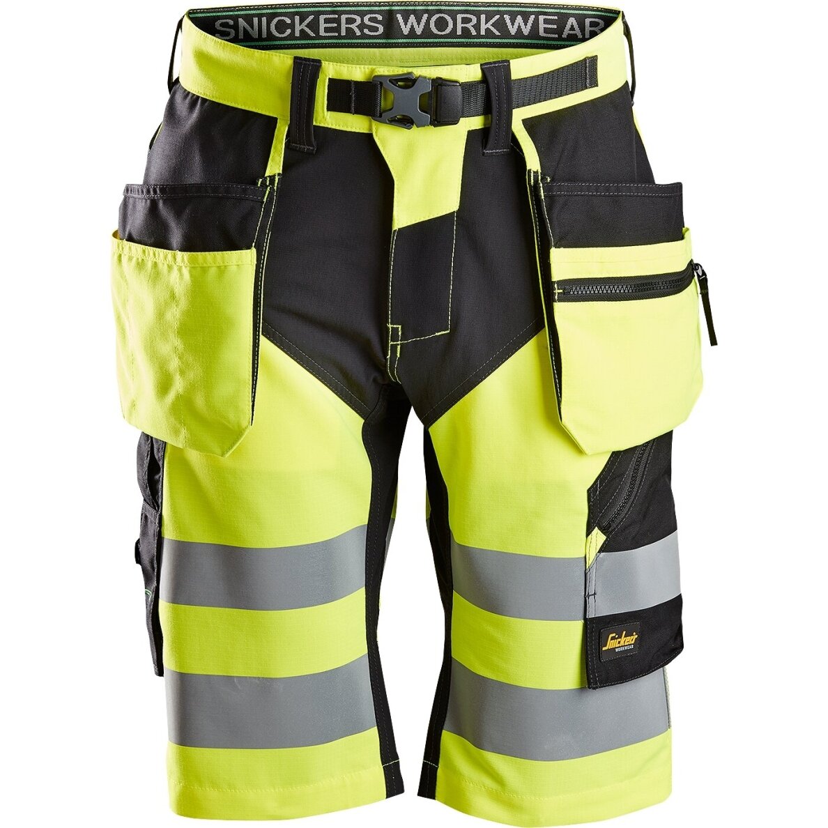 Darba šorti ar piekarināmām kabatām FlexiWork Hi-Vis SNICKERS WORKWEAR, 1. klase