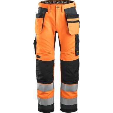 Darba bikses ar piekarināmām kabatām AllroundWork Hi-Vis SNICKERS WORKWEAR, 2. klase
