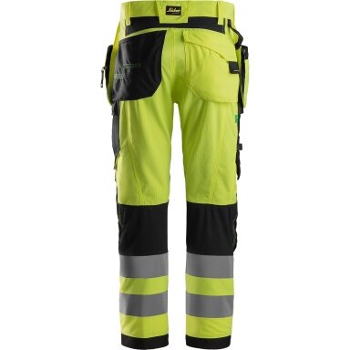 Darbinės kelnės su kabančiomis kišenėmis Hi-Vis FlexiWork SNICKERS WORKWEAR, klasė 2 Darbinės kelnės su kabančiomis kišenėmis Hi-Vis FlexiWork SNICKERS WORKWEAR, klasė 2