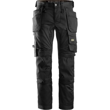 Darba bikses no elastīga auduma ar iekarināmām kabatām SNICKERS WORKWEAR AllroundWork Black