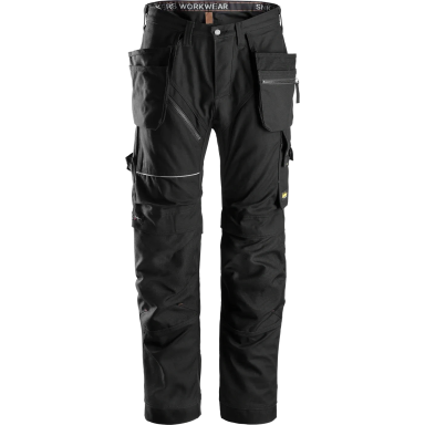 SNICKERS WORKWEAR RuffWork Cotton 6215/0404 darba bikses ar piekarināmām kabatām, melnas