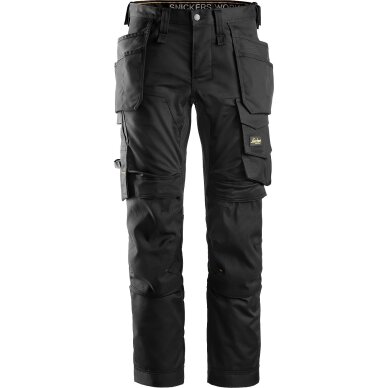 Darba bikses no elastīga auduma ar iekarināmām kabatām SNICKERS WORKWEAR AllroundWork Black