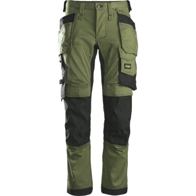 Darba bikses no elastīga auduma ar iekarināmām kabatām SNICKERS WORKWEAR AllroundWork, haki