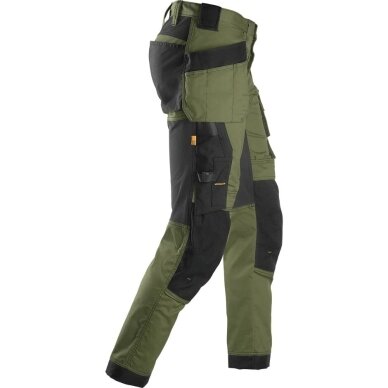 Darba bikses no elastīga auduma ar iekarināmām kabatām SNICKERS WORKWEAR AllroundWork, haki 1