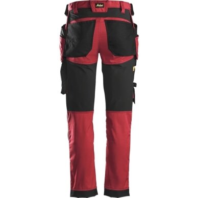 Darba bikses no elastīga auduma ar iekarināmām kabatām SNICKERS WORKWEAR AllroundWork, sarkanas 3