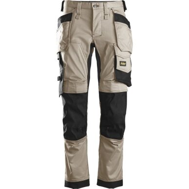 Darba bikses no elastīga auduma ar piekarināmām kabatām SNICKERS WORKWEAR AllroundWork, smiltis