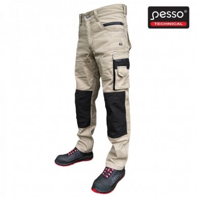 Darba bikses Pesso KDBZ no CVC 320 auduma, bēšā krāsā Darba bikses Pesso KDBZ no CVC 320 auduma, bēšā krāsā