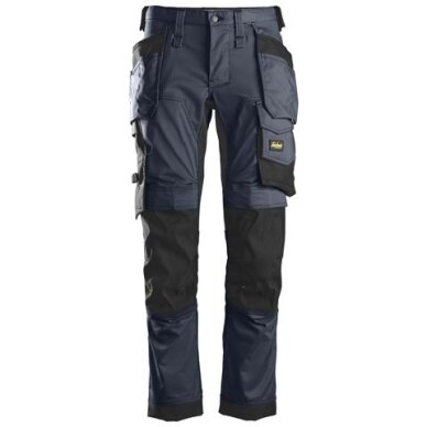 Darba bikses no elastīga auduma, ar karājamām kabatām SNICKERS WORKWEAR 6241 AllroundWork, tumši zilas Darba bikses no elastīga auduma, ar karājamām kabatām SNICKERS WORKWEAR 6241 AllroundWork, tumši zilas