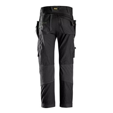 SNICKERS WORKWEAR FlexiWork 6902 darba bikses ar piekarināmām kabatām, melnas 1
