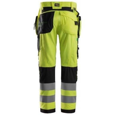 SNICKERS WORKWEAR Hi-Vis FlexiWork 6932 darba bikses ar karājamām kabatām, 2. klase 1