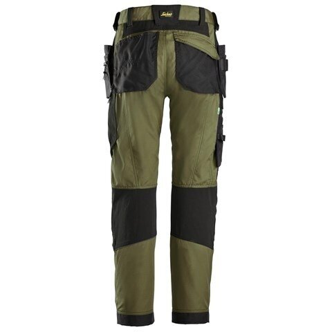 SNICKERS WORKWEAR FlexiWork 6902 darba bikses ar piekarināmām kabatām, haki krāsā 1