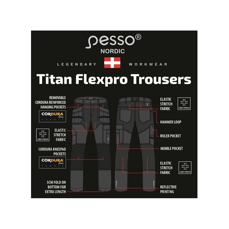 Darbo kelnės Pesso TITAN Flexpro KD125P, pilkos 15 Darbo kelnės Pesso TITAN Flexpro KD125P, pilkos 15