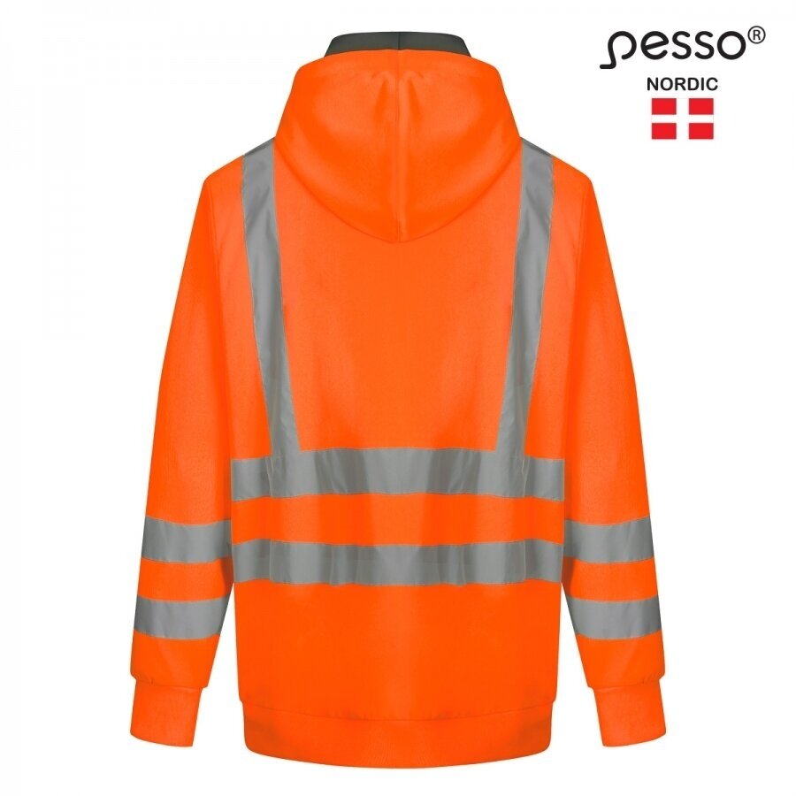 Darbo džemperis PESSO FL03 su kapišonu ir atšvaitinėmis juostomis, oranžinis 2 Darbo džemperis PESSO FL03 su kapišonu ir atšvaitinėmis juostomis, oranžinis 2