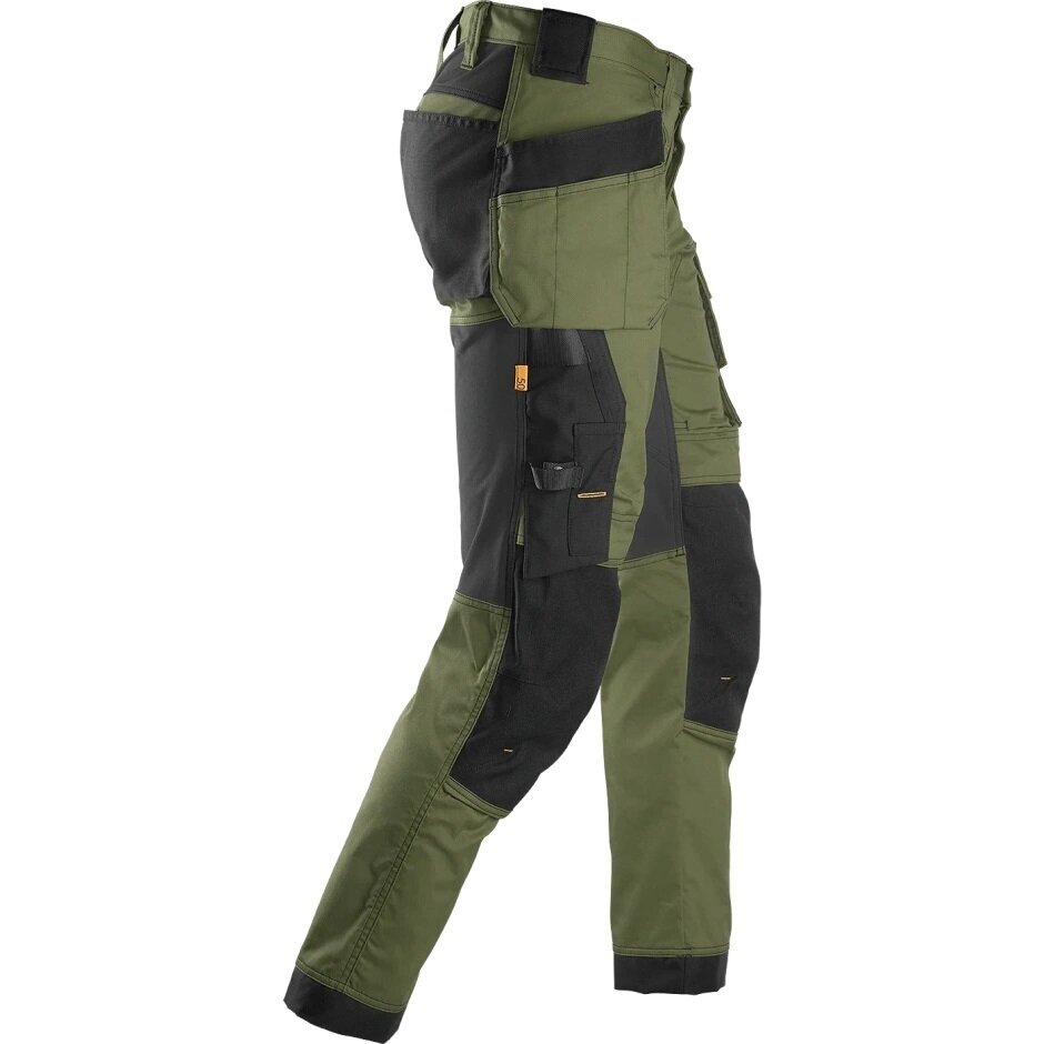 Darba bikses no elastīga auduma ar iekarināmām kabatām SNICKERS WORKWEAR AllroundWork, haki 1