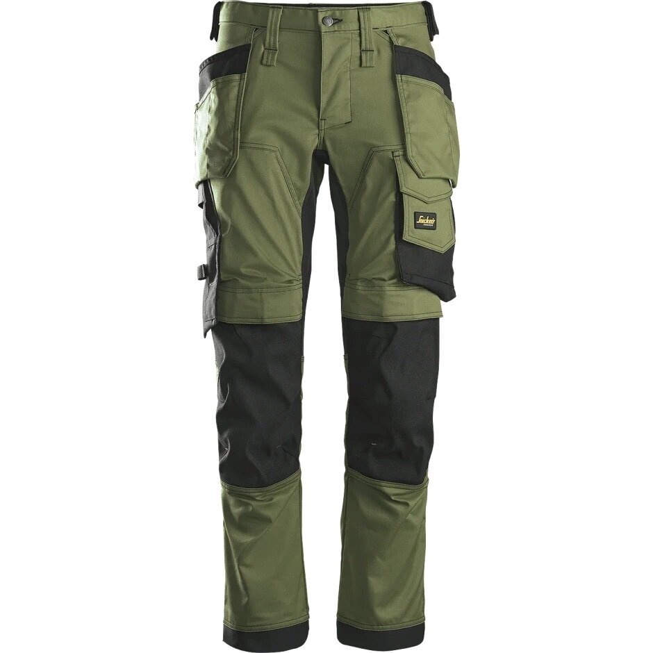Darba bikses no elastīga auduma ar iekarināmām kabatām SNICKERS WORKWEAR AllroundWork, haki 8