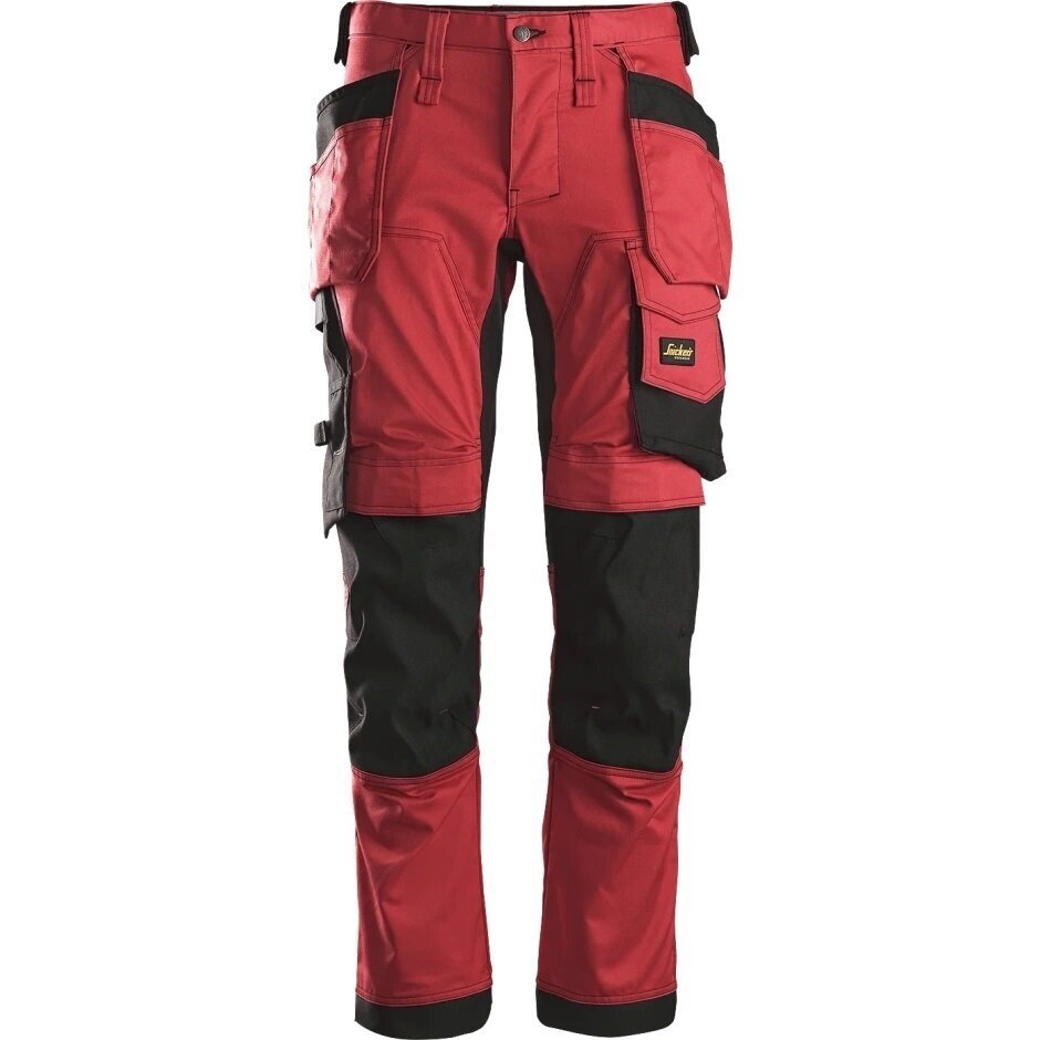 Darba bikses no elastīga auduma ar iekarināmām kabatām SNICKERS WORKWEAR AllroundWork, sarkanas 6