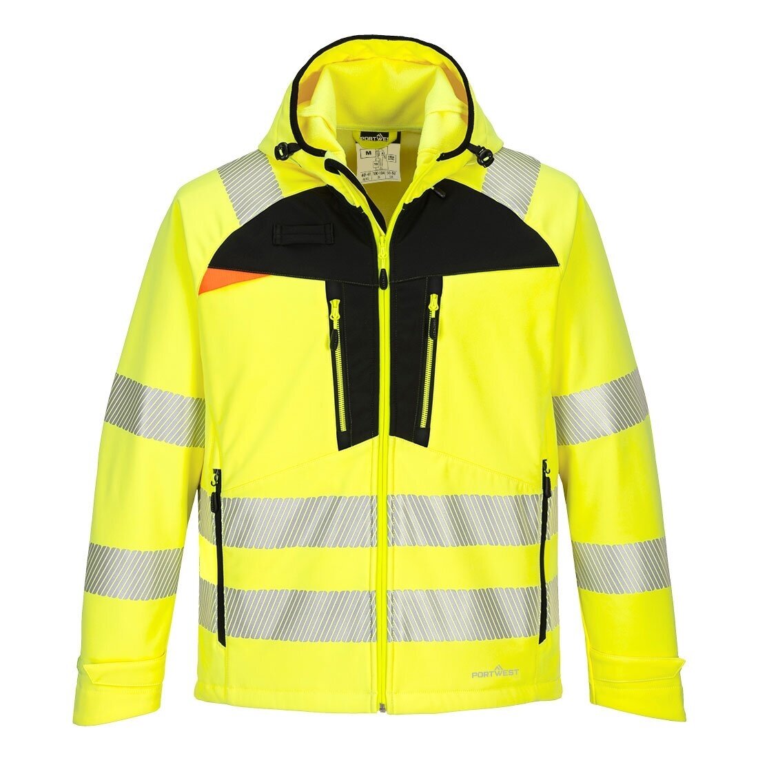 Augstas redzamības vēja un ūdensnecaurlaidīga PORTWEST DX475 Softshell jaka 19