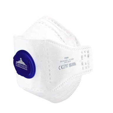 FFP2 Dolomite Portwest P291 plakaniski salocīts respirators ar vārstu, 10 gab.