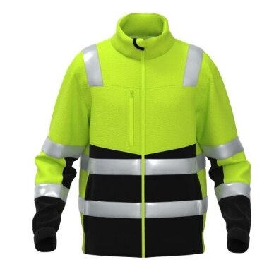Flīsa džemperis FLEECE-FIT-C2-0402 ar atstarojošām svītrām, labi redzamām detaļām un augstu apkakli.