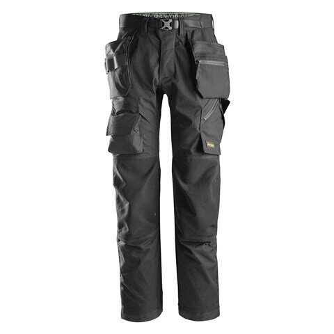 Grīdas segums SNICKERS WORKWEAR FlexiWork 6923 bikses ar karājamām kabatām, melnas