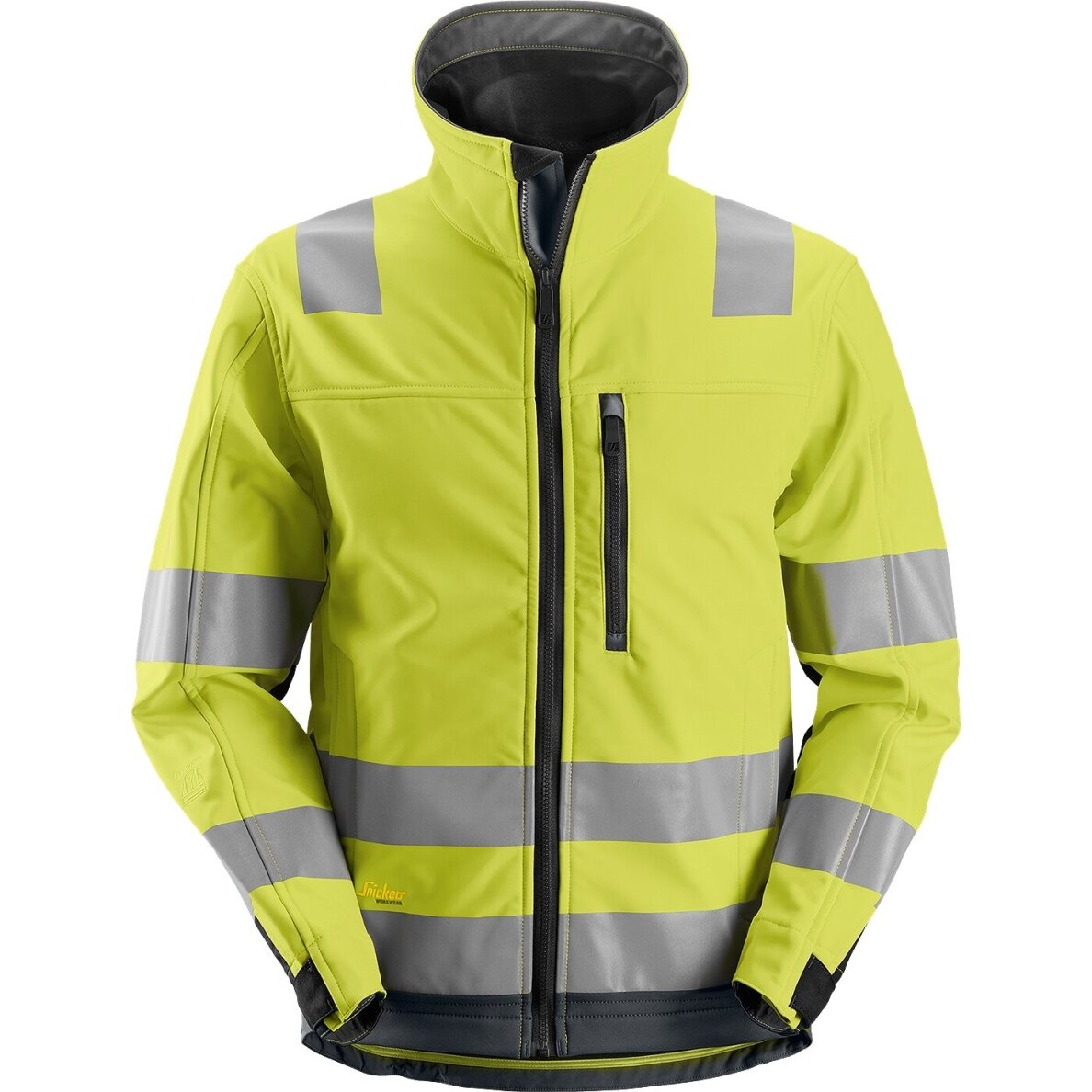 Jaka Hi-Vis AllroundWork SoftShell SNICKERS WORKWEAR, 3. klase dzeltena Jaka Hi-Vis AllroundWork SoftShell SNICKERS WORKWEAR, 3. klase dzeltena