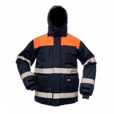 Striukė BoSafety WJ-CANVAS-1103 su atšvaito juostomis, mėlyna-oranžinė Striukė BoSafety WJ-CANVAS-1103 su atšvaito juostomis, mėlyna-oranžinė