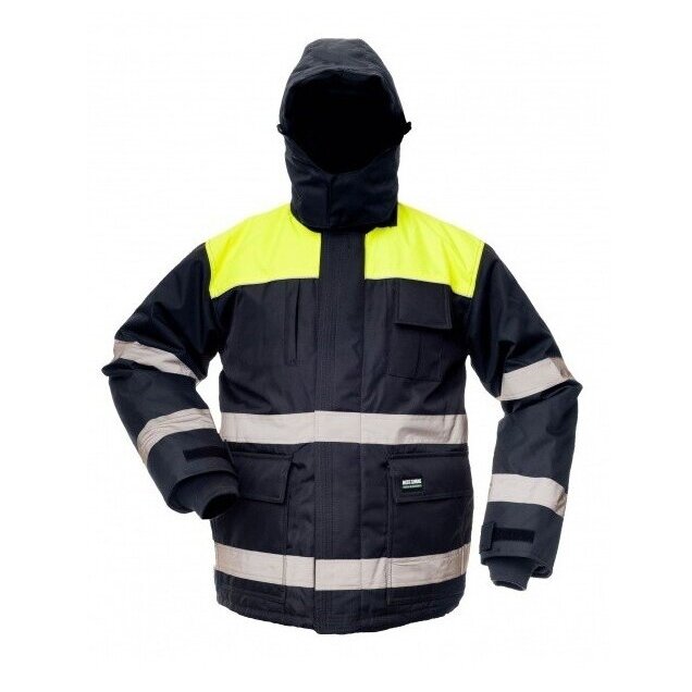 Jaka BoSafety WJ-8926 ar atstarojošām sloksnēm, zili dzeltena Jaka BoSafety WJ-8926 ar atstarojošām sloksnēm, zili dzeltena