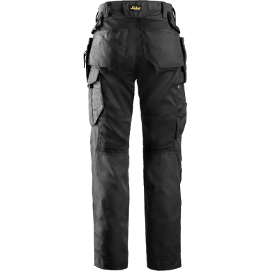 Sieviešu SNICKERS WORKWEAR AllroundWork 6701 bikses ar karājamām kabatām, melnas 1