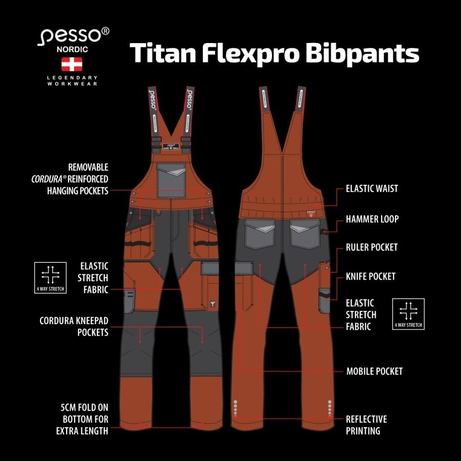 Pesso Titan DP125R (spandekss/kordura) brūns 3 Pesso Titan DP125R (spandekss/kordura) brūns 3