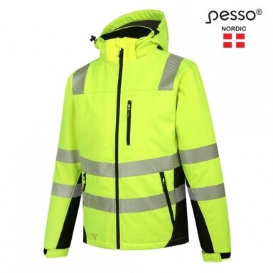 Šilta, ryškaus matomumo softshell Pesso CALGARY striukė, geltona Šilta, ryškaus matomumo softshell Pesso CALGARY striukė, geltona