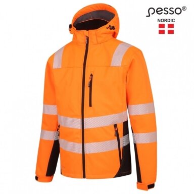 Šilta, ryškaus matomumo softshell Pesso CALGARY striukė, oranžinė Šilta, ryškaus matomumo softshell Pesso CALGARY striukė, oranžinė