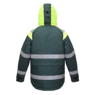 Šilta ir neperpučiama BoSafety CANVAS WJ-8926ZNEW striukė su atšvaitinėmis segmentinėmis juostomis, geltona / žalia Šilta ir neperpučiama BoSafety CANVAS WJ-8926ZNEW striukė su atšvaitinėmis segmentinėmis juostomis, geltona / žalia