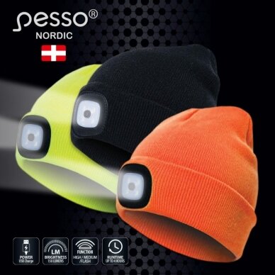 Šilta kepurė Pesso su LED apšvietimu,oranžinė 1 Šilta kepurė Pesso su LED apšvietimu,oranžinė 1