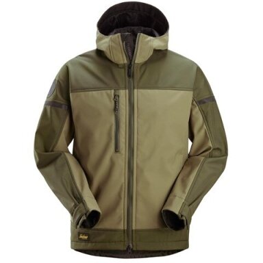 SNICKERS WORKWEAR 1226 elastīga softshell jaka ar kapuci, haki krāsā