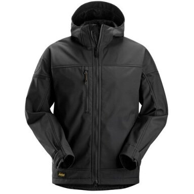 SNICKERS WORKWEAR 1226 elastīga softshell jaka ar kapuci, melna