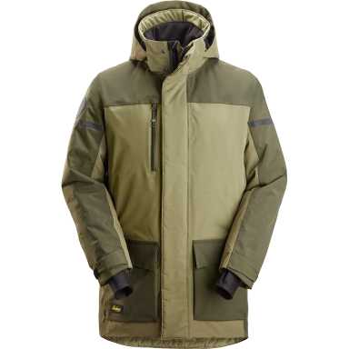 SNICKERS WORKWEAR 1801 ūdensnecaurlaidīga parka ar kapuci, haki krāsā