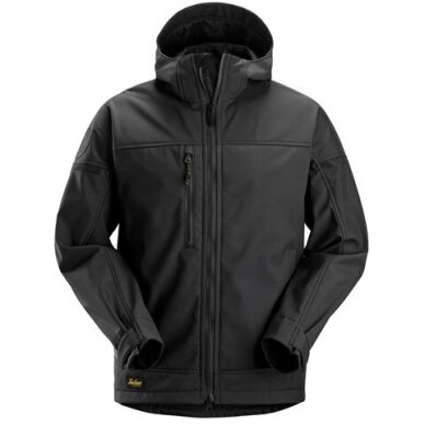 SNICKERS WORKWEAR 1226 elastīga softshell jaka ar kapuci, melna