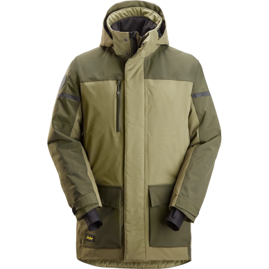 SNICKERS WORKWEAR 1801 ūdensnecaurlaidīga parka ar kapuci, haki krāsā