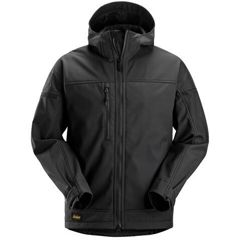 SNICKERS WORKWEAR 1226 elastīga softshell jaka ar kapuci, melna SNICKERS WORKWEAR 1226 elastīga softshell jaka ar kapuci, melna