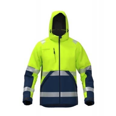 Silta augstas redzamības Softshell BoSafety WJ-VALENCIA-C2-0402 jaka, dzeltena/melna