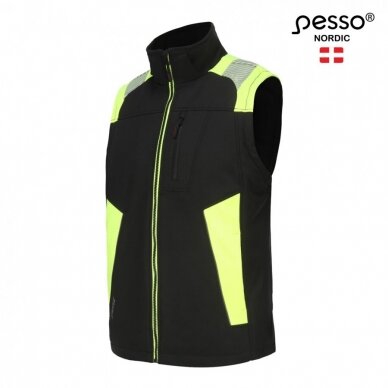Softshell Pesso liemenė VESTA, juoda/geltona 1 Softshell Pesso liemenė VESTA, juoda/geltona 1