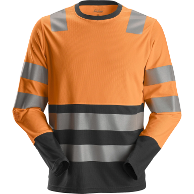 T-krekls ar garām piedurknēm AllroundWork Hi-Vis SNICKERS WORKWEAR, 2. klases oranžs