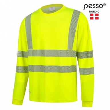 T-krekls PESSO HI-VIS HVMIL ar garām piedurknēm, dzeltens