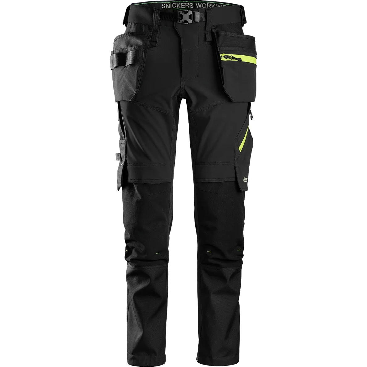 Elastīgas SNICKERS WORKWEAR FlexiWork Softshell 6940 bikses ar karājamām kabatām, melnas Elastīgas SNICKERS WORKWEAR FlexiWork Softshell 6940 bikses ar karājamām kabatām, melnas
